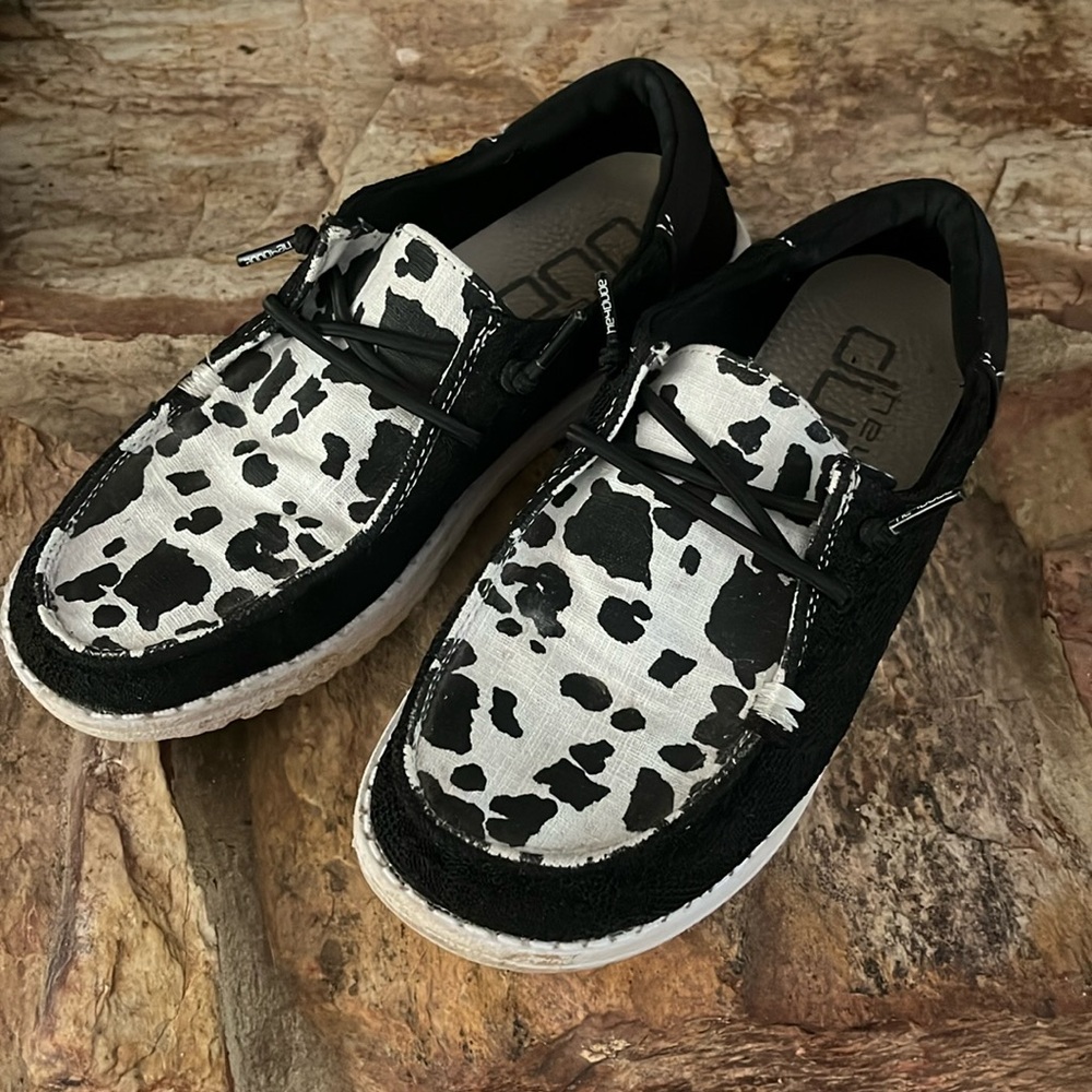 Hey Dude cow print Flats Comfortable Loafers